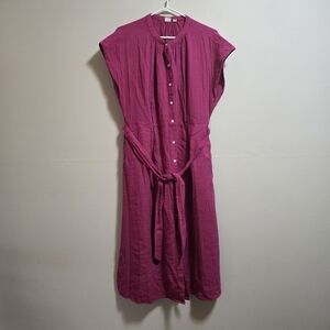 Gap Elegant 100% Cotton Pink Button-Down Shirt Dress Size Medium